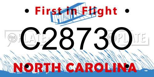 C2873O North Carolina License Plate