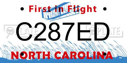 C287ED North Carolina License Plate