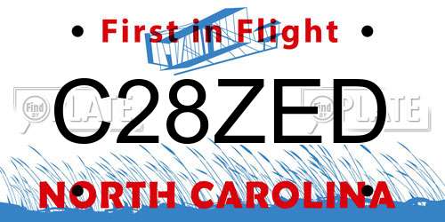C28ZED North Carolina License Plate