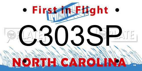 C303SP North Carolina License Plate