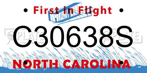C30638S North Carolina License Plate