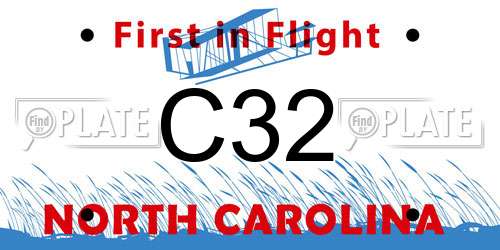 C32 North Carolina License Plate