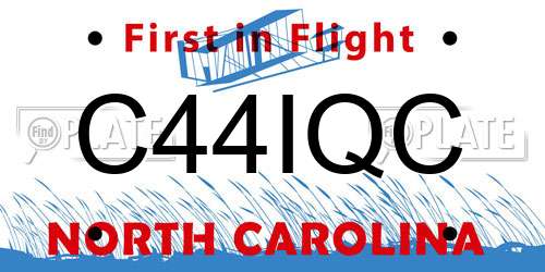 C44IQC North Carolina License Plate