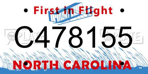 C478155 North Carolina License Plate