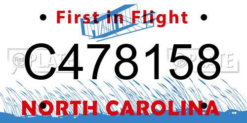 C478158 North Carolina License Plate