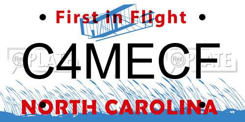 C4MECF North Carolina License Plate