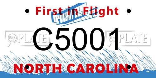 C5001 North Carolina License Plate