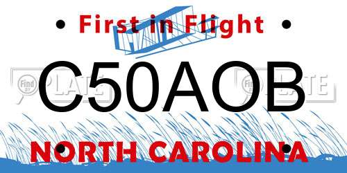 C50AOB North Carolina License Plate