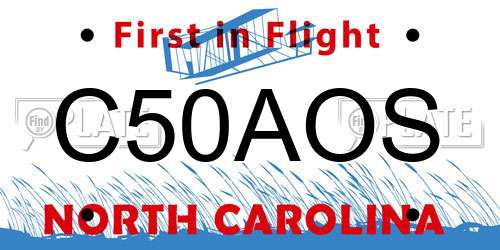 C50AOS North Carolina License Plate