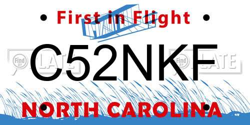 C52NKF North Carolina License Plate