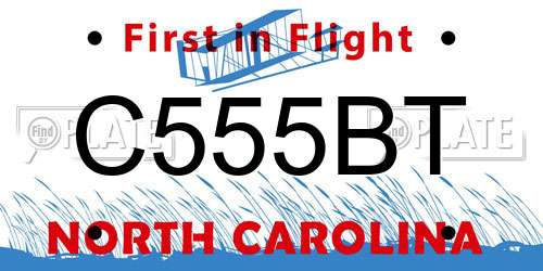 C555BT North Carolina License Plate