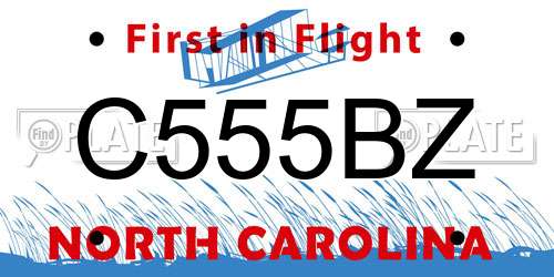 C555BZ North Carolina License Plate