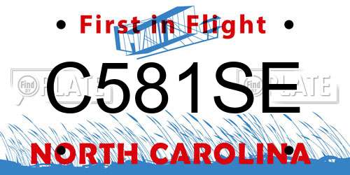 C581SE North Carolina License Plate