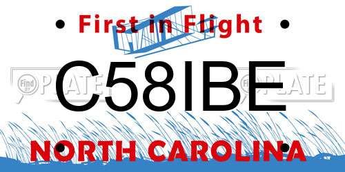 C58IBE North Carolina License Plate