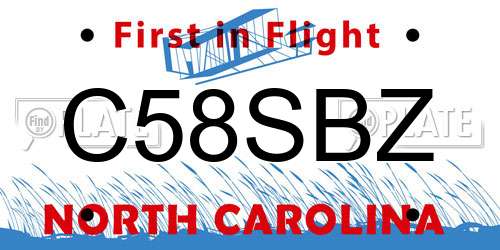 C58SBZ North Carolina License Plate