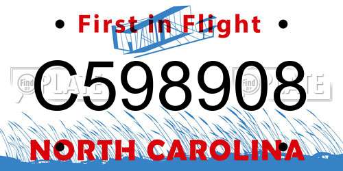 C598908 North Carolina License Plate
