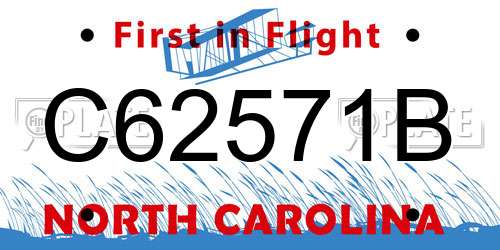 C62571B North Carolina License Plate