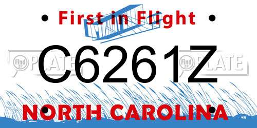 C6261Z North Carolina License Plate