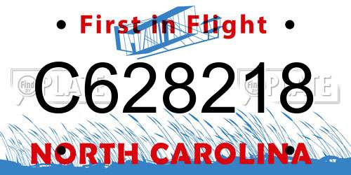 C628218 North Carolina License Plate