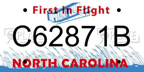 C62871B North Carolina License Plate
