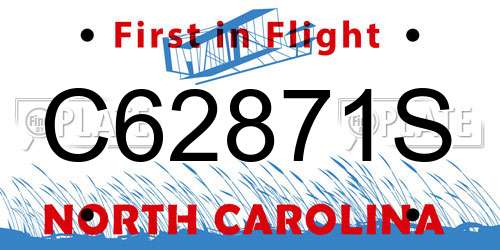 C62871S North Carolina License Plate