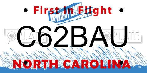 C62BAU North Carolina License Plate