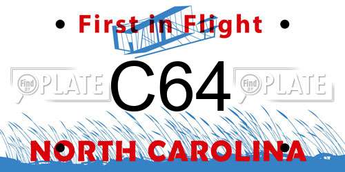 C64 North Carolina License Plate