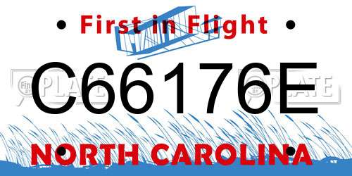 C66176E North Carolina License Plate