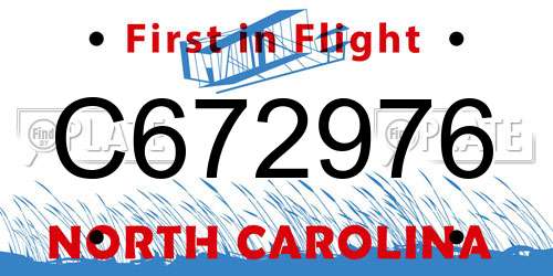 C672976 North Carolina License Plate
