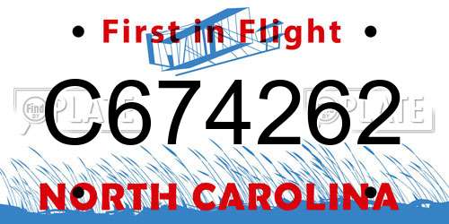 C674262 North Carolina License Plate