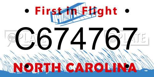 C674767 North Carolina License Plate