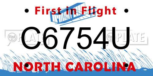 C6754U North Carolina License Plate