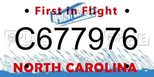 C677976 North Carolina License Plate
