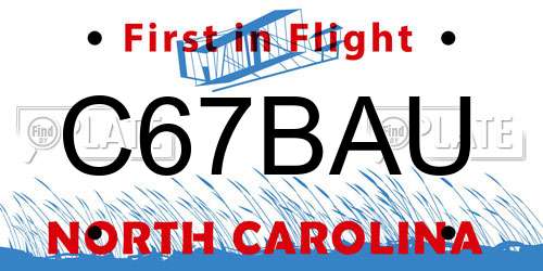 C67BAU North Carolina License Plate