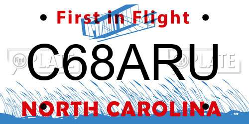 C68ARU North Carolina License Plate