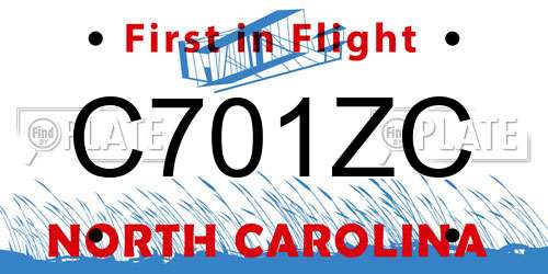 C701ZC North Carolina License Plate