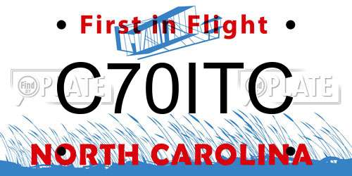 C70ITC North Carolina License Plate