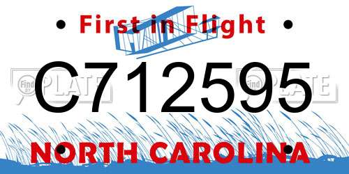 C712595 North Carolina License Plate