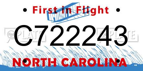 C722243 North Carolina License Plate