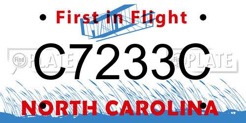 C7233C North Carolina License Plate
