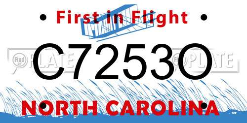 C7253O North Carolina License Plate