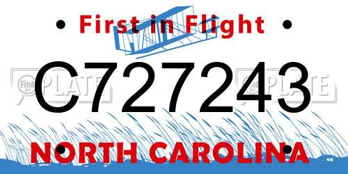 C727243 North Carolina License Plate