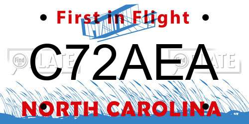 C72AEA North Carolina License Plate