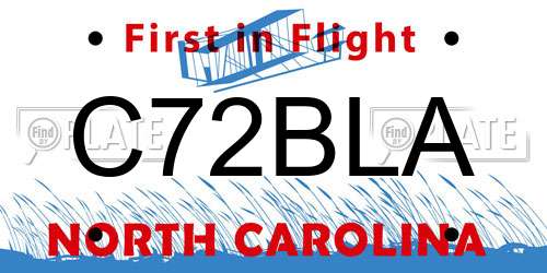 C72BLA North Carolina License Plate