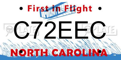 C72EEC North Carolina License Plate