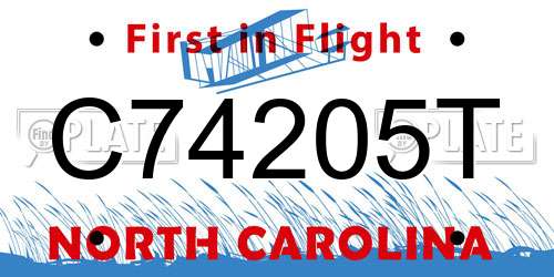 C74205T North Carolina License Plate