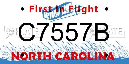 C7557B North Carolina License Plate
