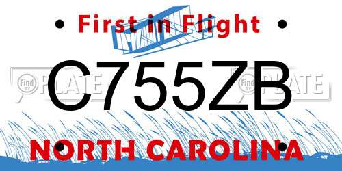 C755ZB North Carolina License Plate