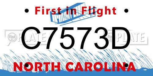 C7573D North Carolina License Plate