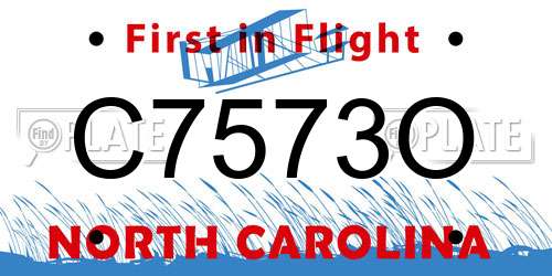 C7573O North Carolina License Plate